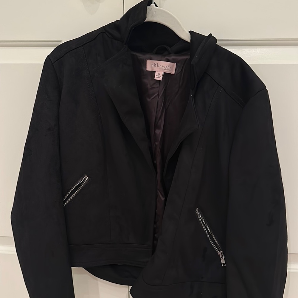 Philosophy suede black jacket size medium